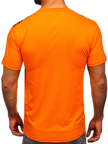 Camiseta algodón de manga corta con impresión para hombre naranja Bolf 14720