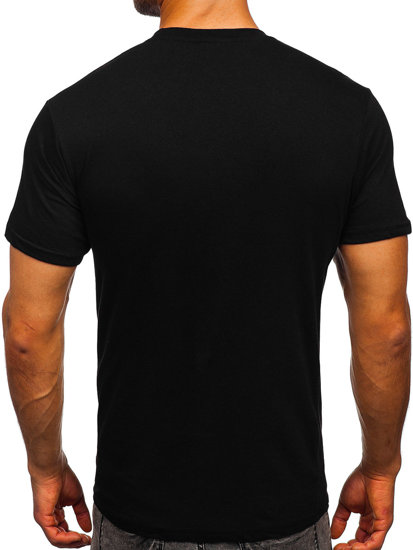 Camiseta algodón de manga corta con impresión para hombre negro Bolf 0404T