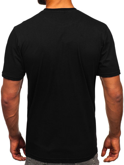 Camiseta algodón de manga corta con impresión para hombre negro Bolf 143021