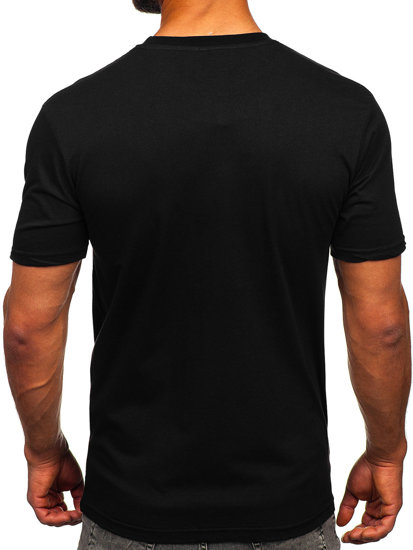 Camiseta algodón de manga corta con impresión para hombre negro Bolf 143022