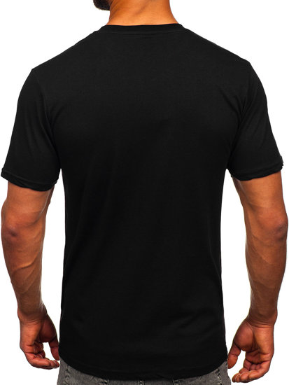 Camiseta algodón de manga corta con impresión para hombre negro Bolf 143023