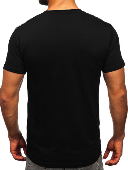 Camiseta algodón de manga corta con impresión para hombre negro Bolf 14720