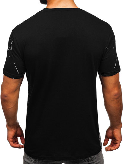 Camiseta algodón de manga corta con impresión para hombre negro Bolf 14730