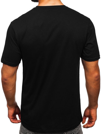 Camiseta  algodón de manga corta con impresión para hombre negro Bolf 14738