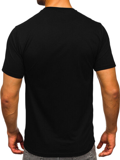 Camiseta algodón de manga corta con impresión para hombre negro Bolf 5040