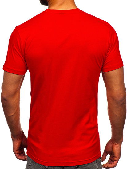 Camiseta algodón de manga corta con impresión para hombre rojo Bolf 143001