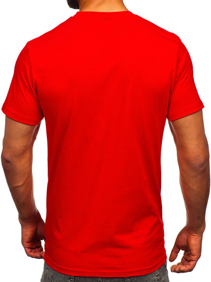 Camiseta algodón de manga corta con impresión para hombre rojo Bolf 143008