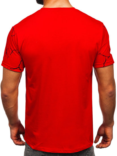 Camiseta algodón de manga corta con impresión para hombre rojo Bolf 14717