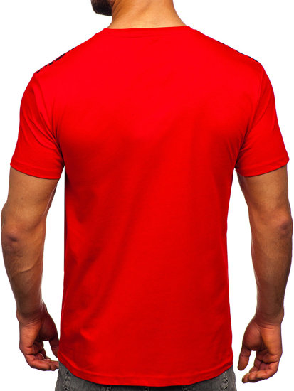 Camiseta algodón de manga corta con impresión para hombre rojo Bolf 14720