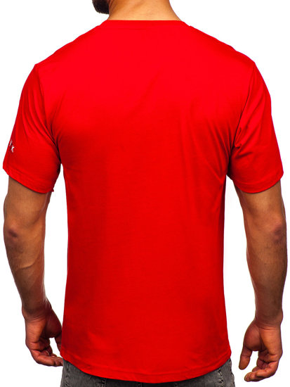 Camiseta algodón de manga corta con impresión para hombre rojo Bolf 14739