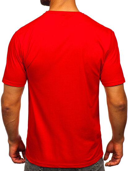 Camiseta algodón de manga corta con impresión para hombre rojo Bolf 5032