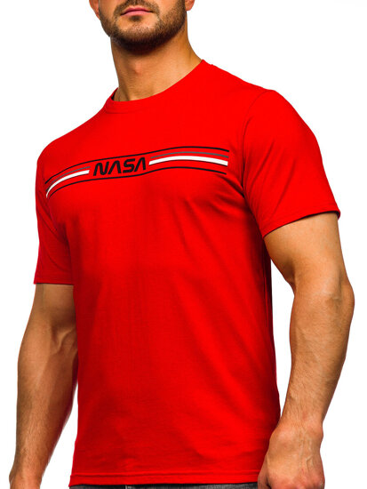 Camiseta algodón de manga corta con impresión para hombre rojo Bolf 5052