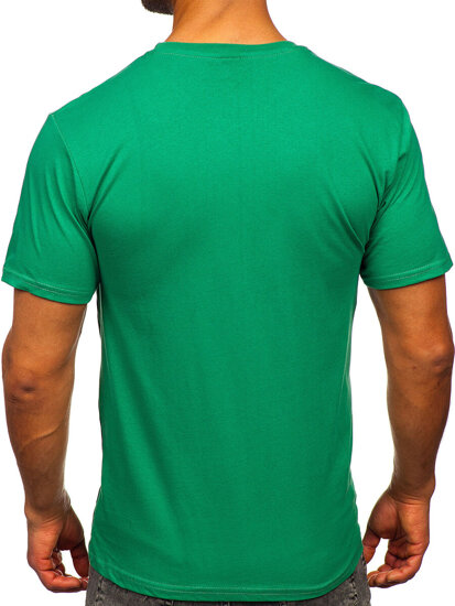 Camiseta algodón de manga corta con impresión para hombre verde Bolf 143000