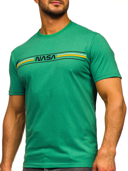 Camiseta algodón de manga corta con impresión para hombre verde Bolf 5052