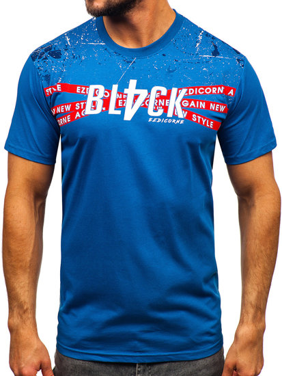 Camiseta algodón de manga corta para hombre azul Bolf 14722