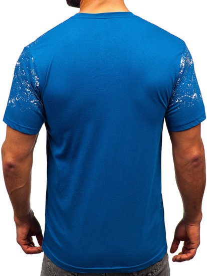 Camiseta algodón de manga corta para hombre azul Bolf 14725