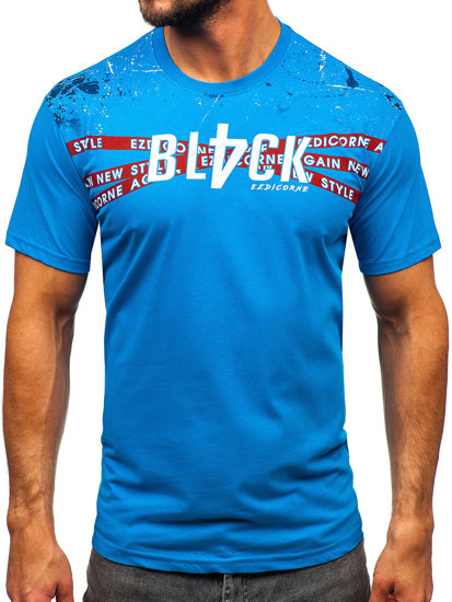 Camiseta algodón de manga corta para hombre azul claro Bolf 14722