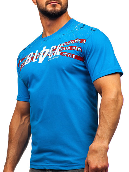 Camiseta algodón de manga corta para hombre azul claro Bolf 14722