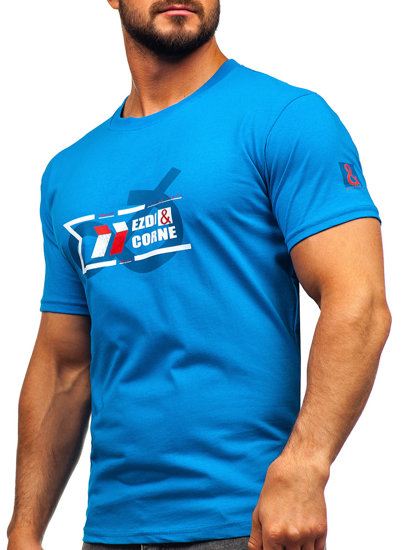 Camiseta algodón de manga corta para hombre azul claro Bolf 14736