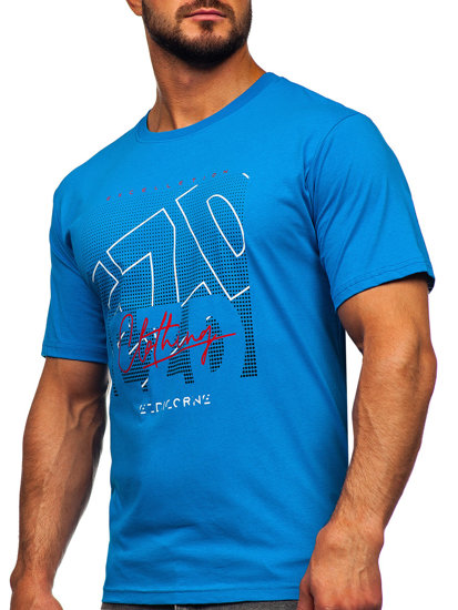 Camiseta algodón de manga corta para hombre azul claro Bolf 14748