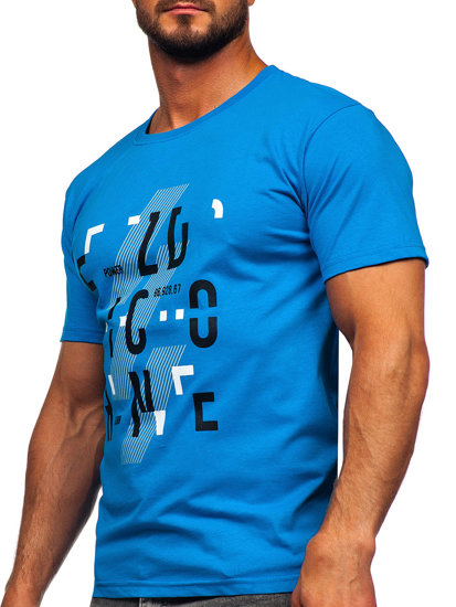 Camiseta algodón de manga corta para hombre azul claro Bolf 14752