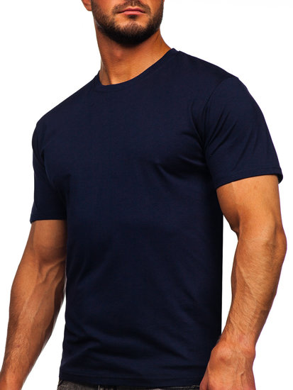 Camiseta algodón de manga corta para hombre azul oscuro Bolf 0001