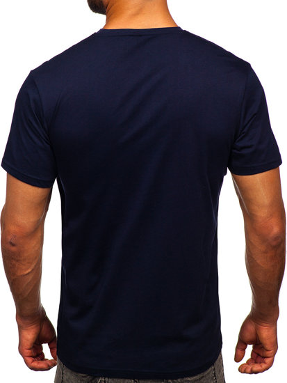 Camiseta algodón de manga corta para hombre azul oscuro Bolf 0001