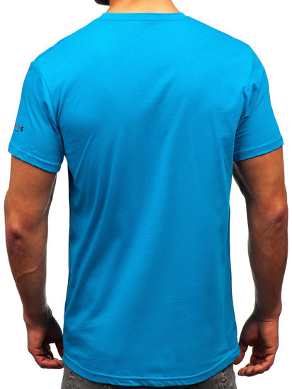 Camiseta algodón de manga corta para hombre azul turquesa Bolf 14732