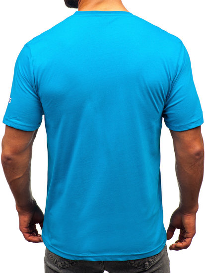 Camiseta algodón de manga corta para hombre azul turquesa Bolf 14741