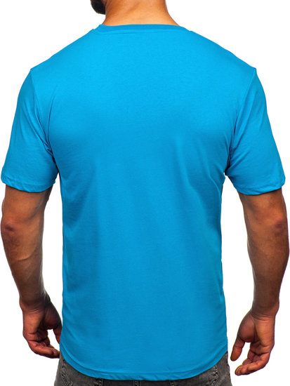 Camiseta algodón de manga corta para hombre azul turquesa Bolf 14748