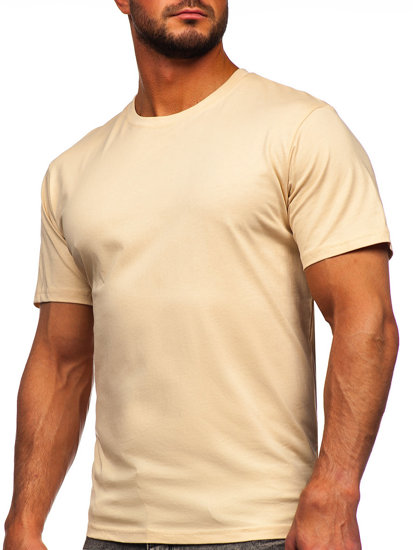 Camiseta algodón de manga corta para hombre beige Bolf 0001