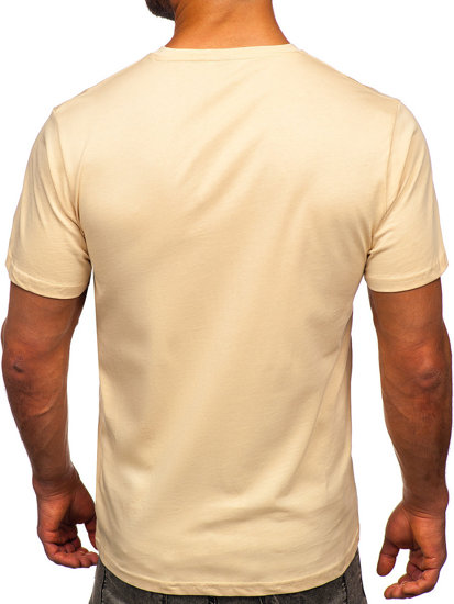 Camiseta algodón de manga corta para hombre beige Bolf 0001