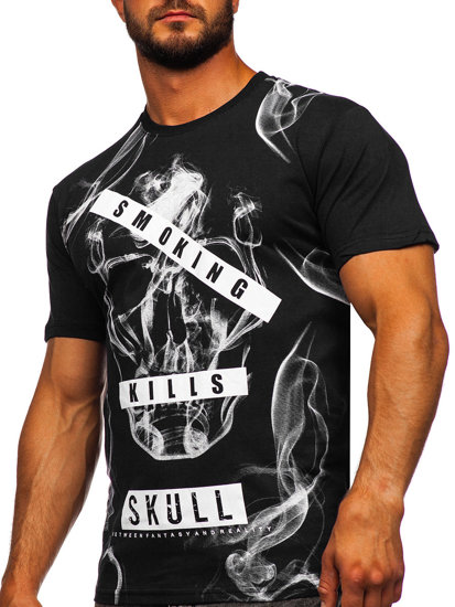 Camiseta algodón de manga corta para hombre negro Bolf 14701