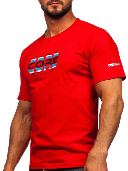 Camiseta algodón de manga corta para hombre rojo Bolf 14731