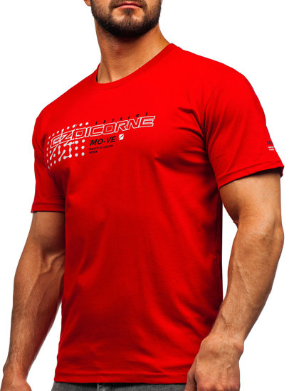 Camiseta algodón de manga corta para hombre rojo Bolf 14732