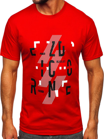 Camiseta algodón de manga corta para hombre rojo Bolf 14752