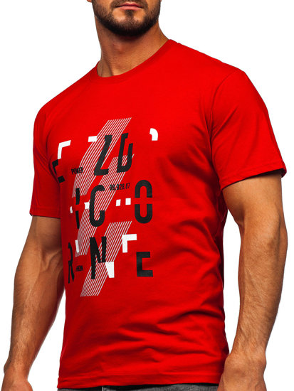 Camiseta algodón de manga corta para hombre rojo Bolf 14752