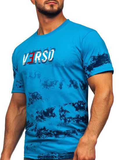 Camiseta algodón de manga corta para hombre turquesa Bolf 14723