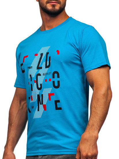 Camiseta algodón de manga corta para hombre turquesa Bolf 14752