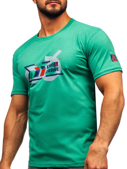 Camiseta algodón de manga corta para hombre verde Bolf 14736