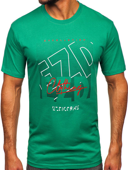 Camiseta algodón de manga corta para hombre verde Bolf 14748