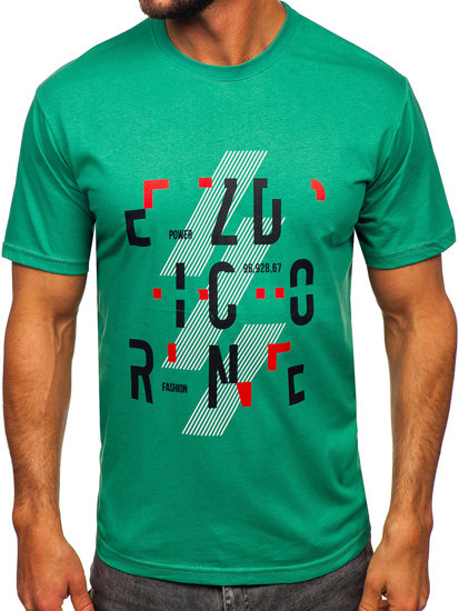 Camiseta algodón de manga corta para hombre verde Bolf 14752