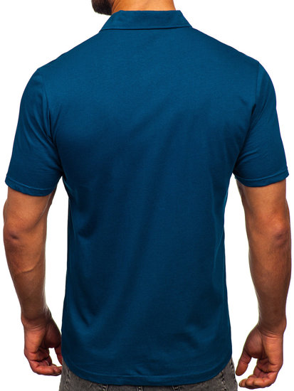 Camiseta algodón de manga corta polo para hombre azul oscuro Bolf 143006