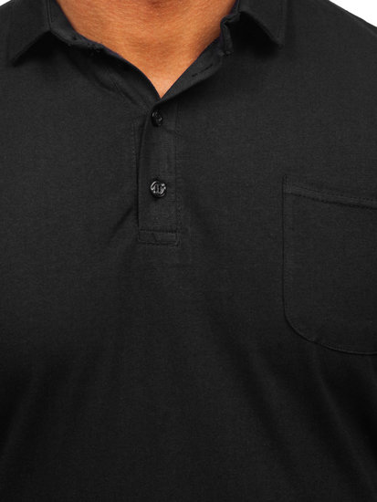 Camiseta algodón de manga corta polo para hombre negro Bolf 143006