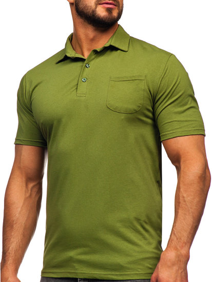 Camiseta algodón de manga corta polo para hombre verde Bolf 143006