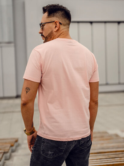 Camiseta algodón de manga corta sin impresión para hombre rosa claro Bolf 192397A