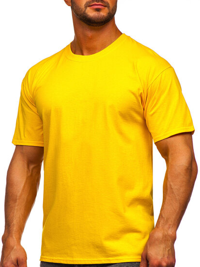 Camiseta algodón sin impresión para hombre amarillo Bolf B459