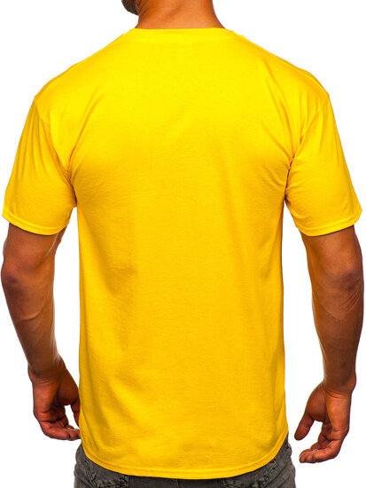 Camiseta algodón sin impresión para hombre amarillo Bolf B459