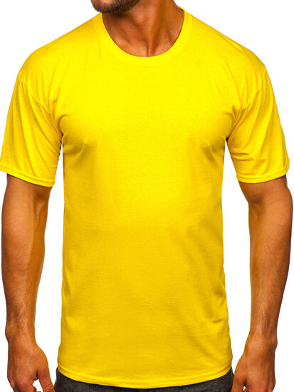 Camiseta algodón sin impresión para hombre amarillo y fluorescente Bolf B459