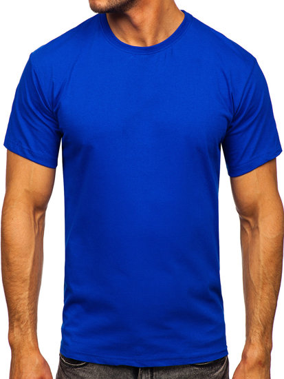 Camiseta algodón sin impresión para hombre azul medio Bolf 192397